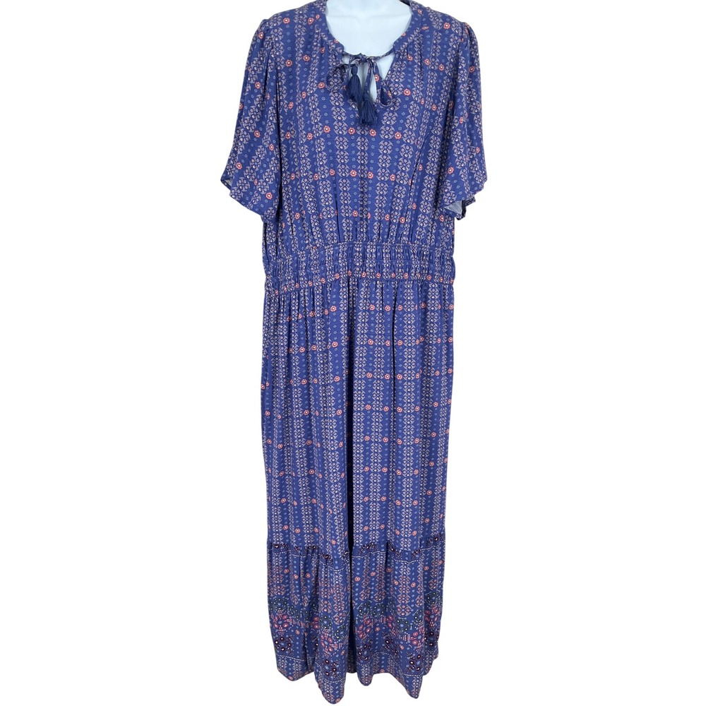 Knox Maxi Dress XXL Floral Geometric Tiered Boho Cottagecore Gypsy Romantic‎ NEW
